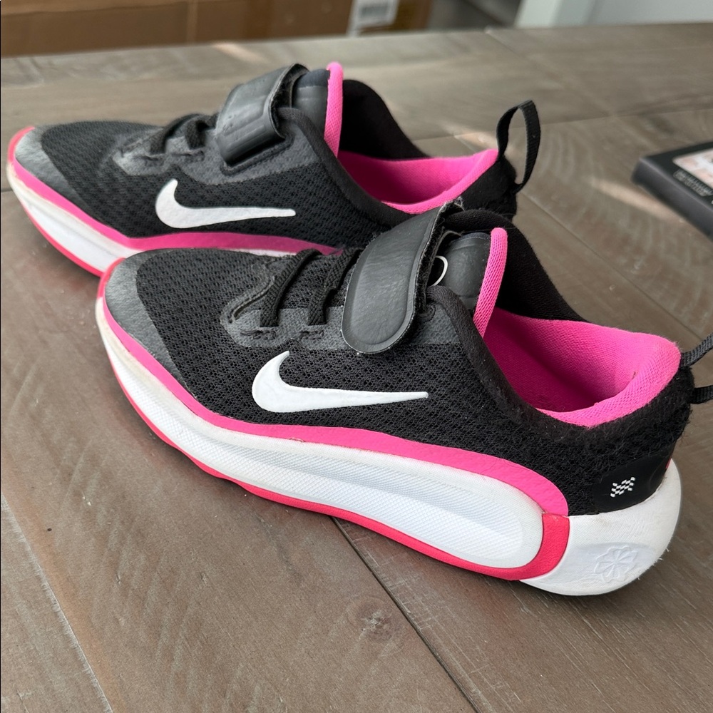 Nike Kids Black and Pink Velcro Sneakers